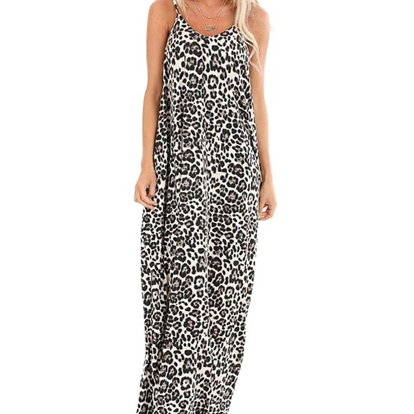 Leopard Maxi dress with pockets - Picture 2 of 7